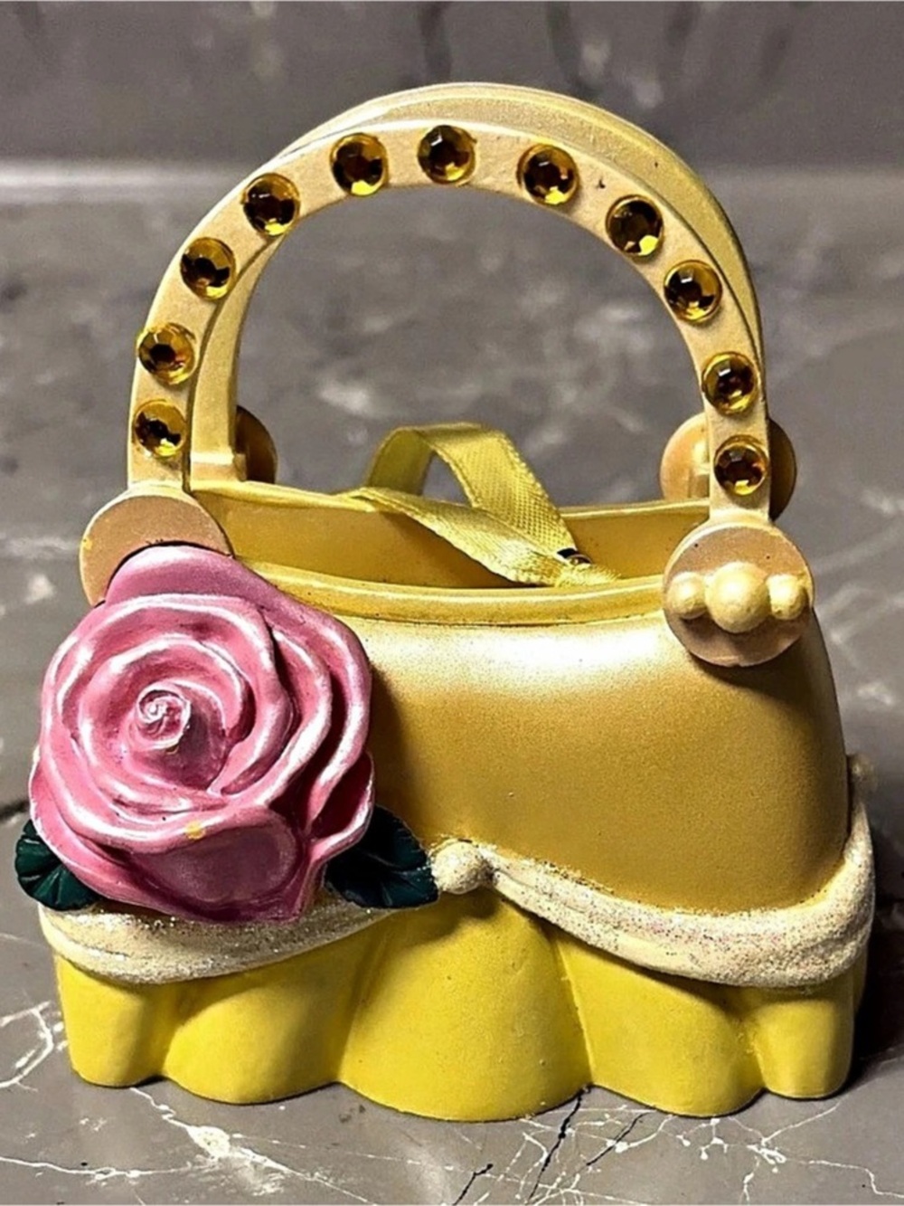 Disney Parks Princess Belle Handbag Ornament Mini Bag Yellow & Pink